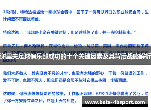 谢里夫足球俱乐部成功的十个关键因素及其背后战略解析 谢里夫足球俱乐部成功的十个关键因素及其背后战略解析